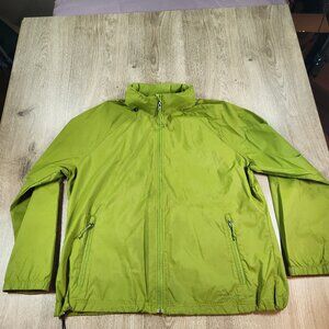 L L Bean Women Jacket Sz XL Green Windbreaker/Rain Jacket Hooded Packable
